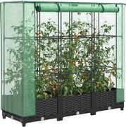 vidaXL Canteiro elevado com cobertura para estufa, estilo rattan, 120x40x123 cm