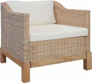 vidaXL Poltrona com almofadões em vime natural