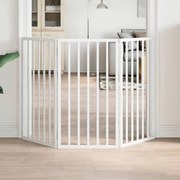 vidaXL Portão para cães dobrável com 3 painéis, branco, 150 cm, madeira de álamo