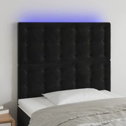 Cabeceira cama c/ LED veludo 80x5x118/128 cm preto