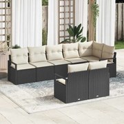 vidaXL Conjunto de Sofás de Jardim de 8 Peças com Almofadas de Rattan Sintético Preto