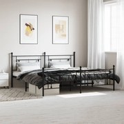 vidaXL Estrutura de cama com cabeceira e pés 200x200 cm metal preto