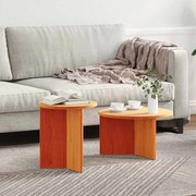 vidaXL Mesa de centro 2 pcs Marrom Cera Madeira de pinho maciça