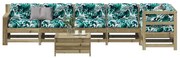 vidaXL 7 pcs conjunto lounge de jardim c/ almofadões pinho impregnado