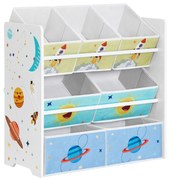 SONGMICS Prateleira para quarto infantil, prateleira para brinquedos com 7 caixas de armazenamento feitas de tecido não tecido, estante infantil, prateleira para brinquedos, organizador de brinquedos, 29,5 x 62,5 x 60 cm, branco GKR034W01
