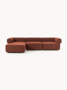 Sofá modular em bouclé Anton (4 lugares) com pufe (esquerdo/direito)