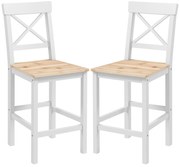 HOMCOM Conjunto de 2 Bancos de Bar de Madeira com Encosto e Apoio para os Pés Estilo Rústico para Cozinha 41x46x97.5 cm Natural | Aosom Portugal