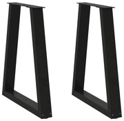 vidaXL Pés para mesa de jantar em formato de V, 2 peças, preto, 60x(72-73,3) cm, aço