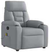vidaXL Poltrona de massagens reclinável tecido cinzento-claro