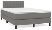 Cama box spring c/ colchão e LED 120x190 cm tecido cinza-escuro