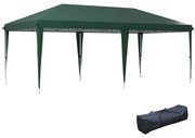 Outsunny Tenda para Festas 6x3 m com Altura Ajustável em 3 Níveis Bolsa de Transporte Estrutura de Aço Anti-UV Verde