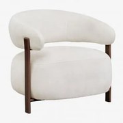 Poltrona Em Tecido Chenille E Ferro Jolie Madeira Escura & Chenille Beige Creme - Sklum