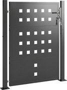 Outsunny Portão de jardim em aço galvanizado Portão metálico com pega fechadura 3 chaves trancável Portão 105x130 cm Cinza escuro | Aosom Portugal