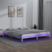 Estrutura de cama c/ LEDs 160x200 cm madeira maciça branco