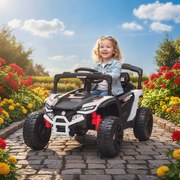 Carro Elétrico para Crianças 12V com 2 Motores Suspensão Traseira Faróis e Música 88x57,5x55,5 cm Branco