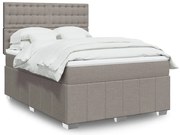 vidaXL Cama com molas/colchão 140x200 cm tecido castanho-acinzentado