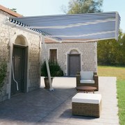 vidaXL Toldo retrátil manual independente 600x350 cm azul e branco