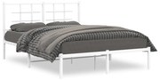 Estrutura de cama com cabeceira 140x190 cm metal branco