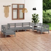 vidaXL 7 pcs conjunto lounge de jardim pinho maciço cinzento