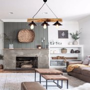 Candeeiro Suspenso Hepsi – Nogueira e Preto – 80 x 22 x 65 cm