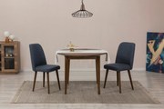Conjunto de Mesa de Jantar Extensível e Cadeiras Vina – Nogueira e Azu