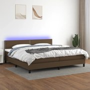 vidaXL Cama box spring c/ colchão/LED 200x200cm tecido castanho-escuro
