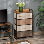 Móvel Tower com 5 Gavetas em Tecido - Design Rústico