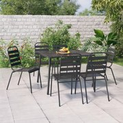 vidaXL 7 pcs conjunto de jantar para jardim aço antracite