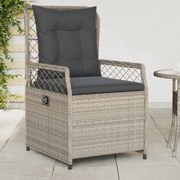 vidaXL Cadeiras jardim reclináveis 2 pcs vime PE cinzento-claro
