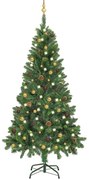 vidaXL Árvore Natal artificial pré-iluminada c/ bolas 150 cm verde