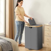 Cesto para roupa suja com dois compartimentos 52 x 38,5 x 75 cm Cinzento + Bege