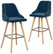 vidaXL Bancos de bar 2 pcs veludo azul