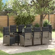 vidaXL Conjunto de jantar de jardim de 9 peças em rattan cinza.