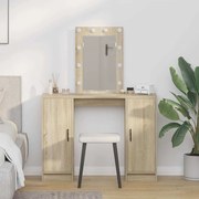 vidaXL Mesa de Maquiagem com Luzes LED em Carvalho Sonoma, 102x33x135 cm