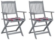 vidaXL Cadeiras exterior dobráveis c/ almofadões 2 pcs acácia maciça