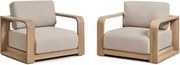 Pack De 2 Poltronas De Jardim Com Apoios De Braços Em Madeira De Acácia Brivori Marrom Acácia Claro - Sklum
