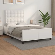 vidaXL Estrutura cama c/ cabeceira 120x200 cm couro artificial branco