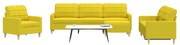 4 pcs conjunto de sofás com apoio de pés tecido amarelo-claro