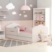 Cama infantil branca FALA unicórnio 160x80 com gaveta - colchão e estrado incluído