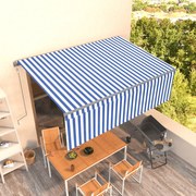 vidaXL Toldo retrátil automático com estore 4x3 m azul e branco