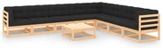 9 pcs conj. lounge jardim c/ almofadões antracite pinho maciço