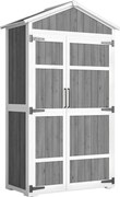 Outsunny Armário de Jardim Abrigo de Jardim Impermeável com Telhado Metálico Duas Portas para Ferramentas de Jardinagem 105x55x179 cm Cinza | Aosom Portugal