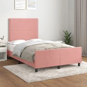 Estrutura de cama c/ cabeceira 120x200 cm veludo rosa