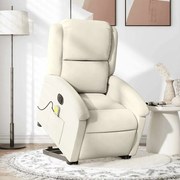 vidaXL Poltrona massagens reclinável elevatória elétrica veludo creme