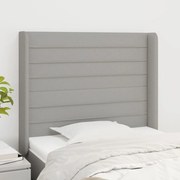 vidaXL Cabeceira de cama c/ abas tecido 83x16x118/128cm cinzento-claro
