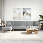 vidaXL Sofá-cama em forma de L 279x140x70 cm tecido cinzento-claro