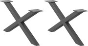 vidaXL Pés para mesa de centro em formato de X, 2 peças, antracite, 70x(30-31) cm, aço