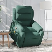 vidaXL Poltrona elevatória de massagens veludo verde-escuro