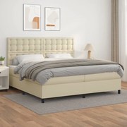 vidaXL Cama com molas/colchão 200x200 cm couro artificial cor creme
