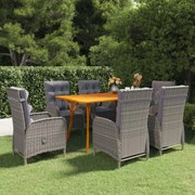 vidaXL 7 pcs conjunto de jantar para jardim cinzento